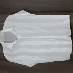 See You Soon White Sheer Ruffle Flowy Blouse Size Medium